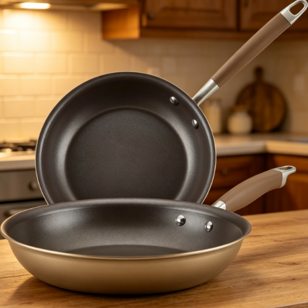 Hard Anodized Non Stick Frying Pan, Durable 2 Piece Set